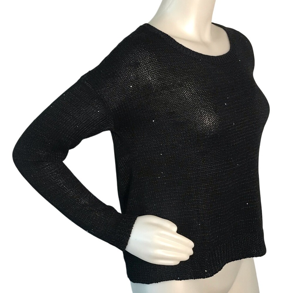 BANANA REPUBLIC BLACK SEQUIN KNIT SWEATER‎ - Picture 2 of 6